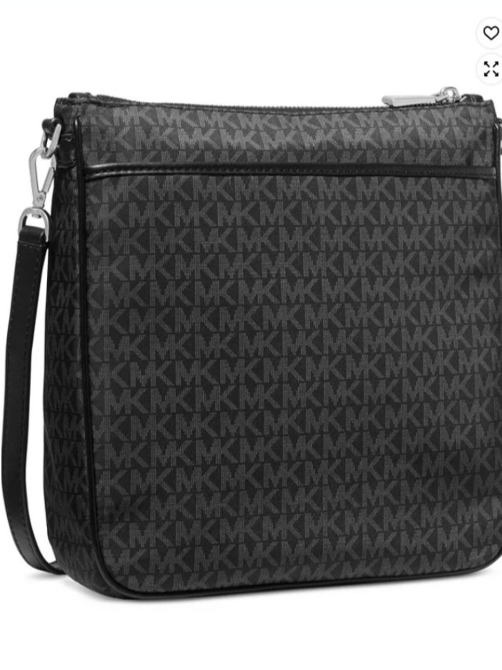 NWT Michael Kors Black/Gray MK Monogram Crossbody Bag- Water Resistance- OBO! - Picture 4 of 10